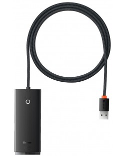 Хъб Baseus - Lite Series, 5 порта, USB-A, 1m, черен
