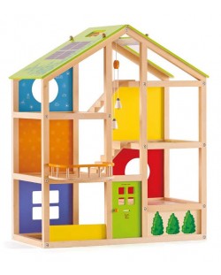 Детска дървена куклена къща – Разноцветни стени
