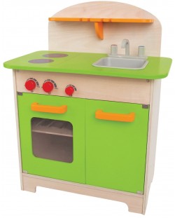Детска кухня Hape – Зелена,  от дърво