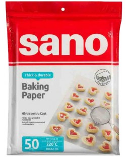 Хартия за печене Sano - 38 x 42 cm, 50 листа