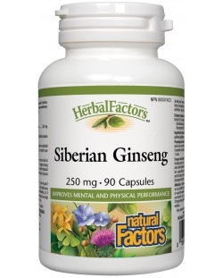Herbal Factors Siberian Ginseng, 250 mg, 90 капсули, Natural Factors