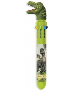Химикалка DinosArt - Динозаври, с 10 цвята, зелена