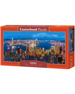 Панорамен пъзел Castorland от 600 части - Залез в Хонг Конг