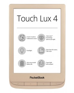 Електронен четец PocketBook - PB627 Touch Lux 4, златист