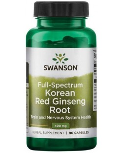 Full Spectrum Korean Red Ginseng Root, 400 mg, 90 капсули, Swanson