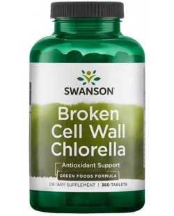 Broken Cell Wall Chlorella, 360 таблетки, Swanson