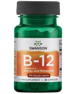 Vitamin B-12, 500 mcg, 30 капсули, Swanson