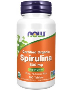 Spirulina, 500 mg, 100 таблетки, Now