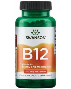 Vitamin B12, 500 mcg, 250 капсули, Swanson