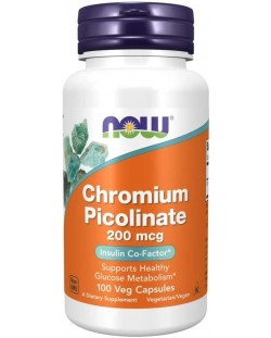 Chromium Picolinate, 200 mcg, 100 капсули, Now