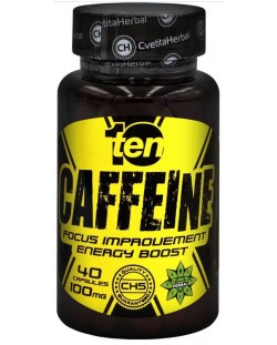10/ten Caffeine, 100 mg, 40 капсули, Cvetita Herbal