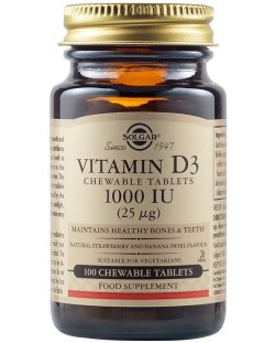 Vitamin D3, 1000 IU, 100 дъвчащи таблетки