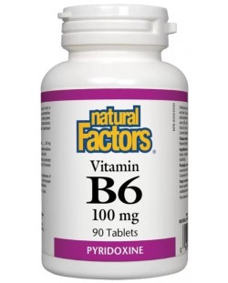Vitamin B6, 100 mg, 90 таблетки, Natural Factors