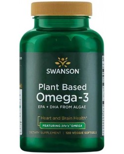 Plant Based Omega-3, 120 меки капсули, Swanson