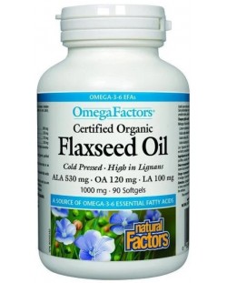 Flaxseed Oil, 1000 mg, 90 софтгел капсули, Natural Factors