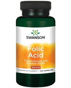 Folic Acid, 800 mcg, 250 капсули, Swanson