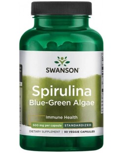 Spirulina Blue-Green Algae, 500 mg, 90 капсули, Swanson