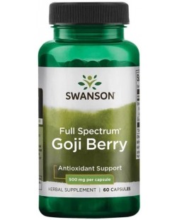 Full Spectrum Goji Berry, 500 mg, 60 капсули, Swanson