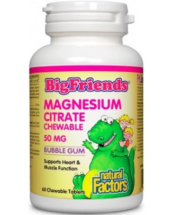 Magnesium Citrate, 50 mg, 60 дъвчащи таблетки, Natural Factors