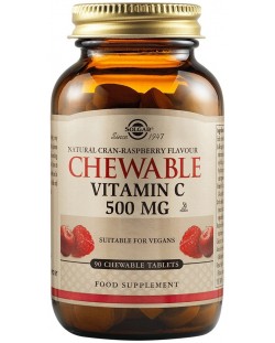 Chewable Vitamin C, малина, 500 mg, 90 таблетки, Solgar