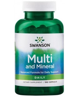 Multi and Mineral, 100 капсули, Swanson