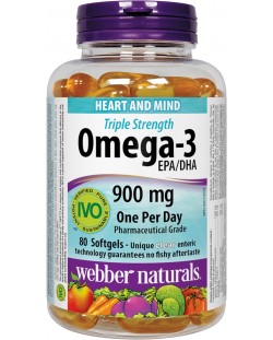 Omega-3 Triple Strenght, 900 mg, 80 капсули, Webber Naturals