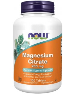 Magnesium Citrate, 200 mg, 100 таблетки, Now