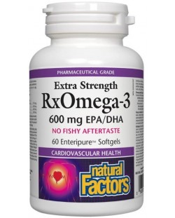 RX Omega-3 Extra Stength, 600 mg, 60 софтгел капсули, Natural Factors