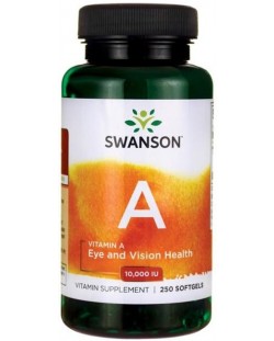 Vitamin A, 10 000 IU, 250 меки капсули, Swanson