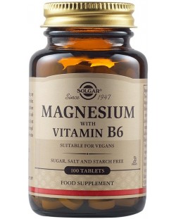 Magnesium with Vitamin B6, 100 таблетки, Solgar