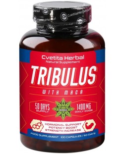 Tribulus with Maca, 700 mg, 100 капсули, Cvetita Herbal