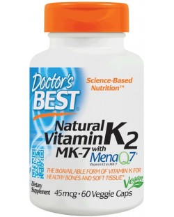 Natural Vitamin K2 with MK-7, 45 mcg, 60 капсули, Doctor's Best