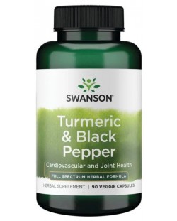 Turmeric & Black Pepper, 90 капсули, Swanson