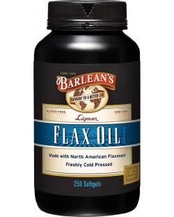 Lignan Flax Oil, 250 меки капсули, Barlean's