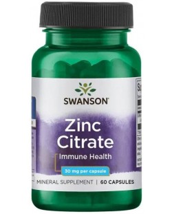 Zinc Citrate, 30 mg, 60 капсули, Swanson
