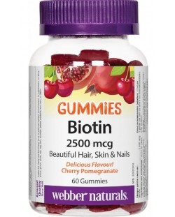 Gummies Biotin, 2500 mcg, 60 таблетки, Webber Naturals