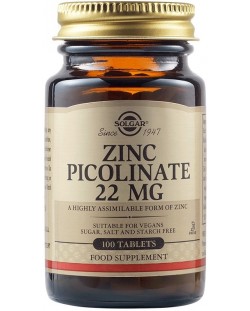 Zinc Picolinate, 22 mg, 100 таблетки, Solgar