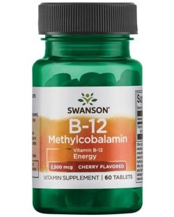 B-12 Methylcobalamin, 2500 mcg, 60 таблетки, Swanson