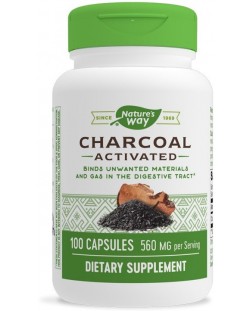 Charcoal Activated, 100 капсули, Nature's Way