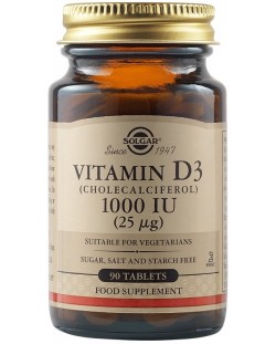 Vitamin D3, 1000 IU, 90 таблетки, Solgar