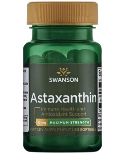 Astaxanthin, 12 mg, 30 меки капсули, Swanson