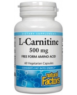L-Carnitine, 500 mg, 60 капсули, Natural Factors