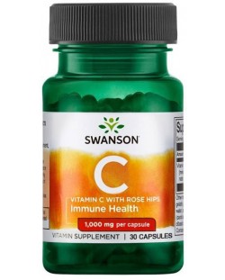 Vitamin C with Rose Hips, 1000 mg, 30 капсули, Swanson