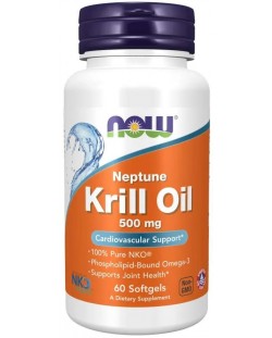 Neptune Krill Oil, 500 mg, 60 капсули, Now