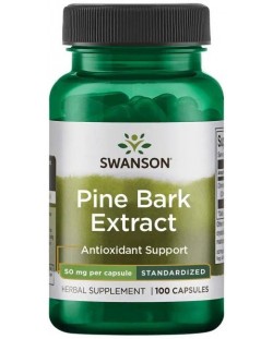 Pine Bark Extract, 50 mg, 100 капсули, Swanson
