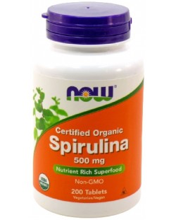 Spirulina, 500 mg, 200 таблетки, Now