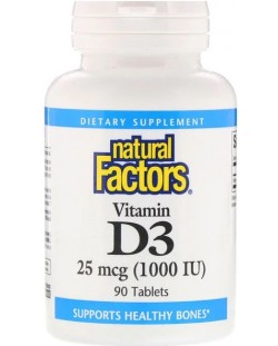 Vitamin D3, 1000 IU, 90 таблетки, Natural Factors