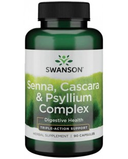 Senna, Cascara & Psyllium Complex, 90 капсули, Swanson