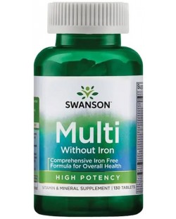 Multi without Iron, 130 таблетки, Swanson