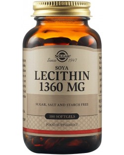 Lecithin, 1360 mg, 100 меки капсули, Solgar
